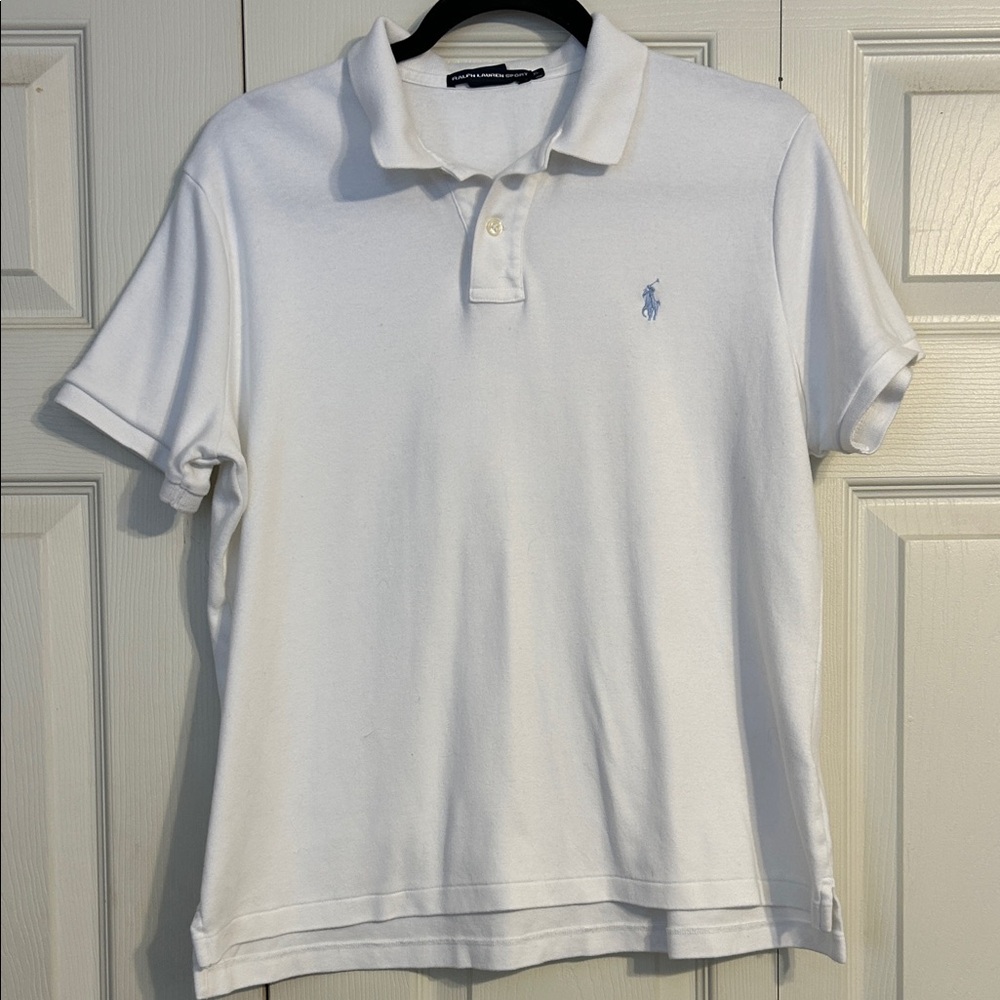 RALPH LAUREN SPORT Size X-Large Classic White Polo Shirt Cotton Vintage Unisex